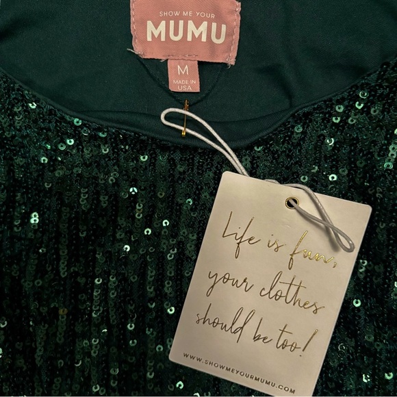 💚Show Me Your Mumu “Sure Thing” Sequin Mini Dress | Emerald Green | M NWT - Picture 4 of 5